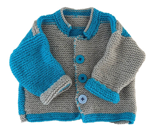 Hand knitted blue - blue, grey