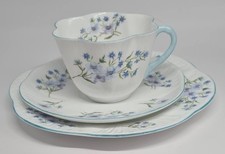 Shelley 13591 Blue Rock Dainty shape TRIO teacup & saucer 1940 fine bone china