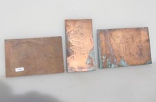 Antique Copper Printing Block Stencil Printing Plate Vintage City Scene Park x3