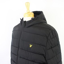 LYLE & SCOTT Lightweight Puffer Jacket JetBlack Hooded BNWT Size XXL - EHB
