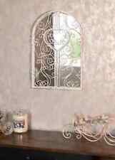 Hanging Wall Shutter Mirror Home Garden Decoration White Metal Mount Arch Rustic