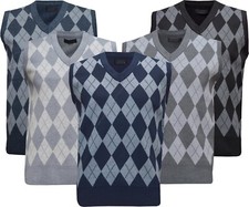 Mens Sleeveless Argyle V Neck