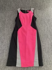 Next Women’s Colour Block Sheath Dress UK 12 Pink Black Grey Sleeveless Workwear