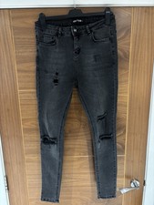 Hera London Black Grey Fade Ripped Skinny Jeans Size W32 S
