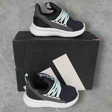 Adidas Kids Slip On Running Shoes Black Mint Green Lite Racer Toddler Sz 6K New