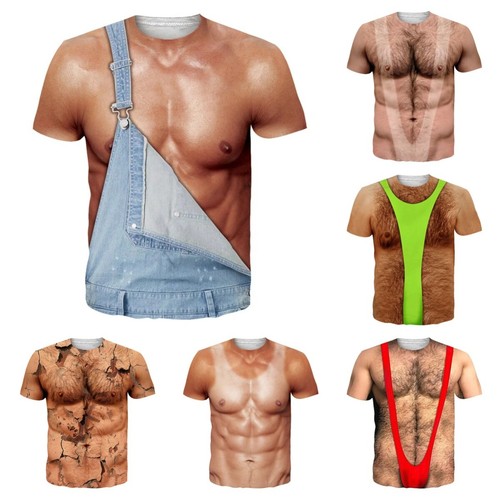 Muscle fake abs hairy - fake, 3d