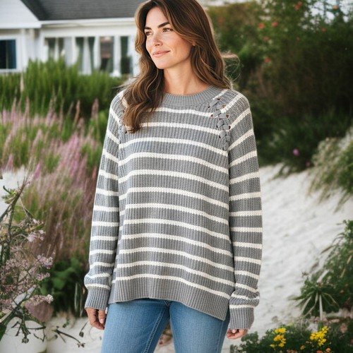 Striped chunky sweater - sweater, m