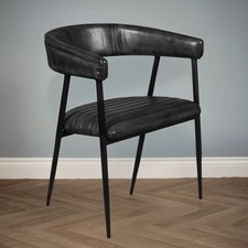 Genuine Black Leather Dining