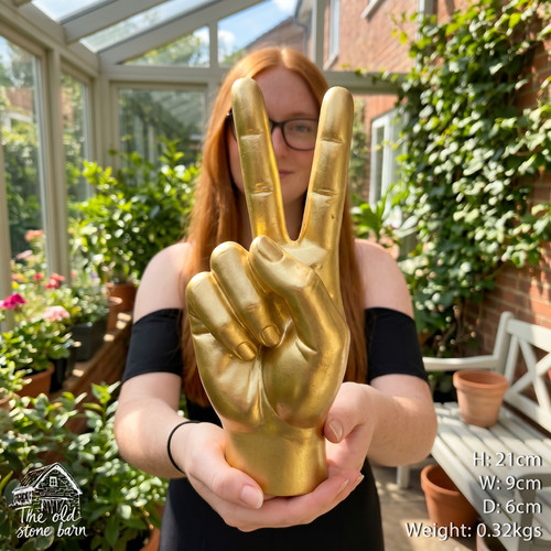 Gold peace hand ornament - gold,