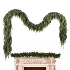 Artificial Cedar Garland for Christmas Real Touch Thick Realistic Pine Greenery