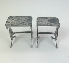 Antique Sterling Silver Miniature Tables With Detailed Tops (1002)*
