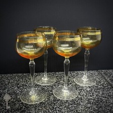 SET OF 4 GOLD RIM STEMMED