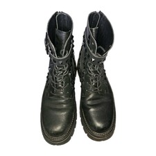 Ash Black Leather Biker Studded Thick Sole Boots Size 5