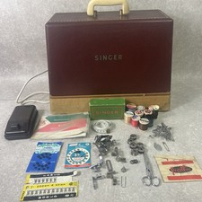 Singer Sewing Machine  Vintage Electric 185k With Lid And Accessories & Manual