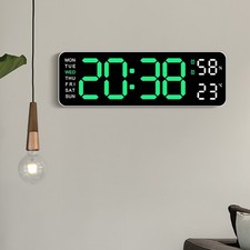 Extra Large Dementia Clock 12" Digital Calendar Day Clocks LED Alarm Clock Wall