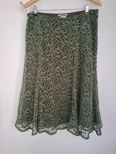 Green crochet midi - green, skirt