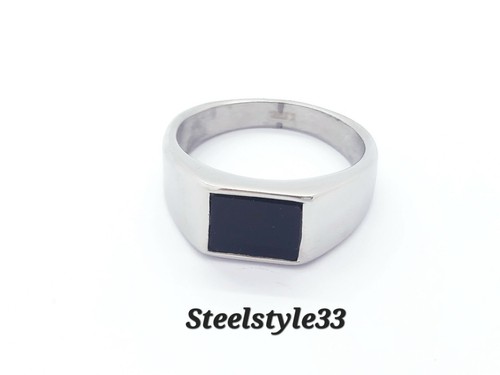 Silver signet ring chunky - silver,