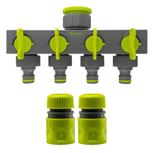 Way tap splitter - 4-way, valves