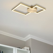 COSYLYTE Miles Double Square Integrated LED Modern Ceiling Light - Brushed Brass