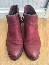 Moda In Pelle Burgundy Leather Low Heeled Ankle Boots Size UK 6 (EUR 39)