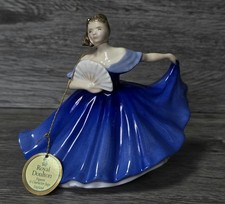 Royal Doulton 1979-HN 3214 ELAINE, Woman In Blue Dress, Porcelain Mini Figurine