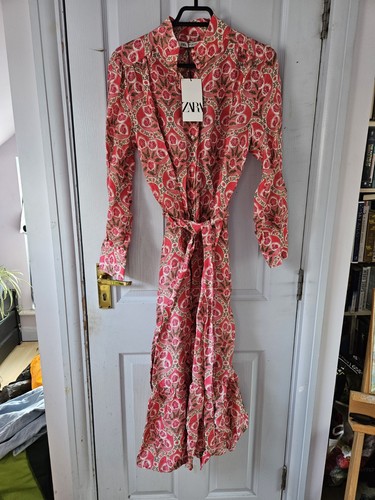 Zara pink printed midi dress - zara,