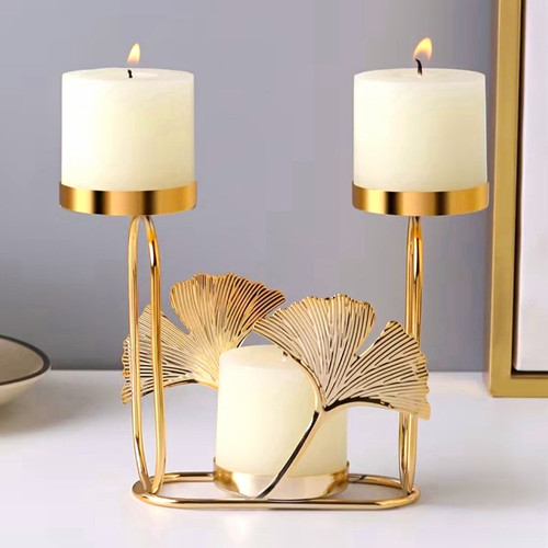 Gold metal ginkgo - leaf, triple