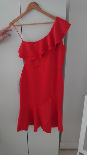 Red one shoulder dress - one,