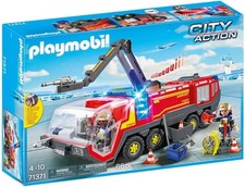 Playmobil 71371 City Action Airport Fire Truck with Light & Sound – Big Gift Toy