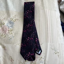 St George by Duffer Tie  Luxury Fine Silk Blue Purple Pink Floral Patterned 
