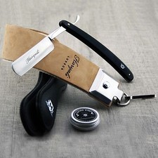 3 Pieces Mens Shaving Kit for Men with Cut Throat Razor, Sharping Strop & Paste 