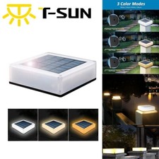 Solar Powered LED Post Lights Garden Deck Cap Light Landscape Square Fence Lamp