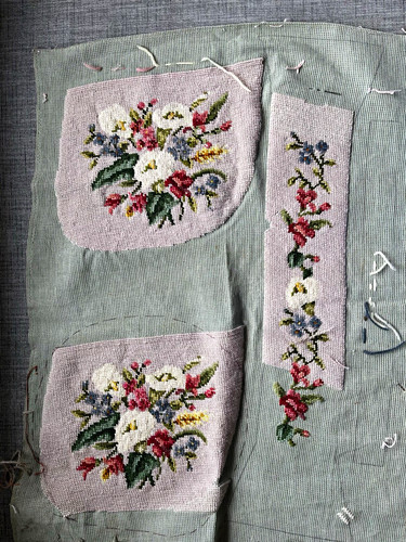 Unfinished floral needlepoint - floral,