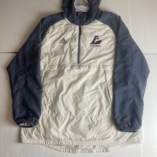 Adidas Mens Creme Blue Wisconsin-LA Crosse Eagles 1/4 Zip Windbreaker Jacket XL