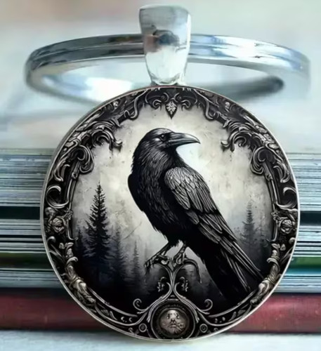 Raven crow bird - pagen, keyring
