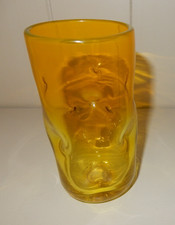 Blenko 418L Amber/Jonquil 6" Indented Cadmium Glass Tumbler