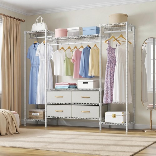 Open wardrobe clothes rail - clothes,