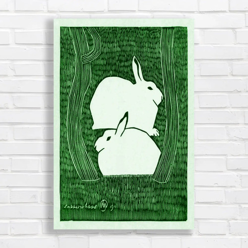 Minimalist rabbit green - minimalist, canvas