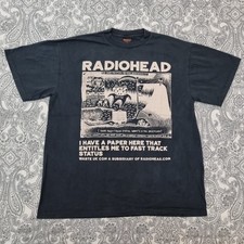Radiohead Vintage Band T-Shirt Size XL Fast Track Status Graphic Album Print 