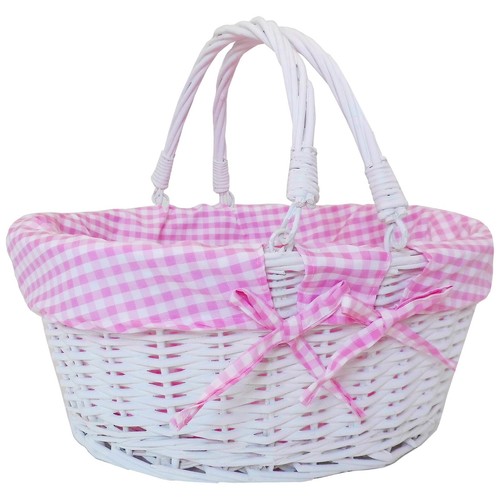 White wicker shopping basket - wicker,