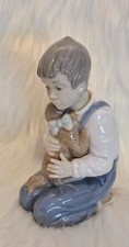 NAO BY LLADRO PORCELAIN FIGURINE ~ BOY WITH PUPPY DOG.