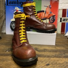 VINTAGE GETTA GRIP BOVVER BOOTS UK10 STEEL TOE DM’s MADE IN ENGLAND 10 HOLE SKIN