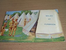 Military Vintage Pullout Postcard Mailed at Purbrook Camp Life Soldiers Tents