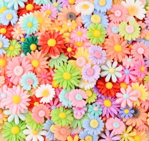 25x mixed pastel flower resin - mixed,