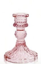 Pink Jewel Glass Candlestick