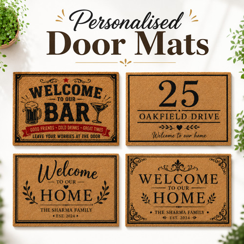 Personalised door mats - door,