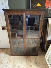 Antique Oak Glazed Cabinet or Bookcase in Great Condition with keys