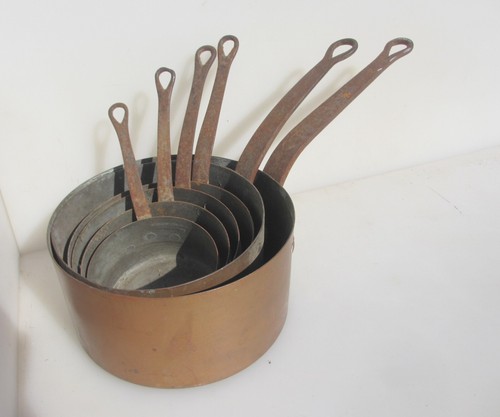 Large antique copper sauce - antique,
