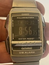 Vintage Casio Illuminator Futurist A220 Digital Watch –Vibration Alarm - New Bat