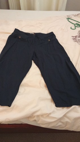 Linen dark blue - , trousers
